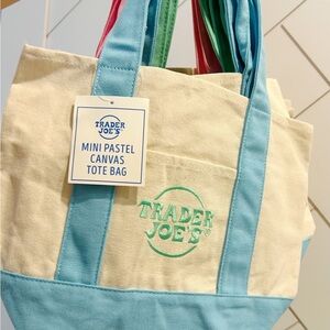 Trader Joe's Mini Pastel Canvas Tote Bag - bundle of 3
